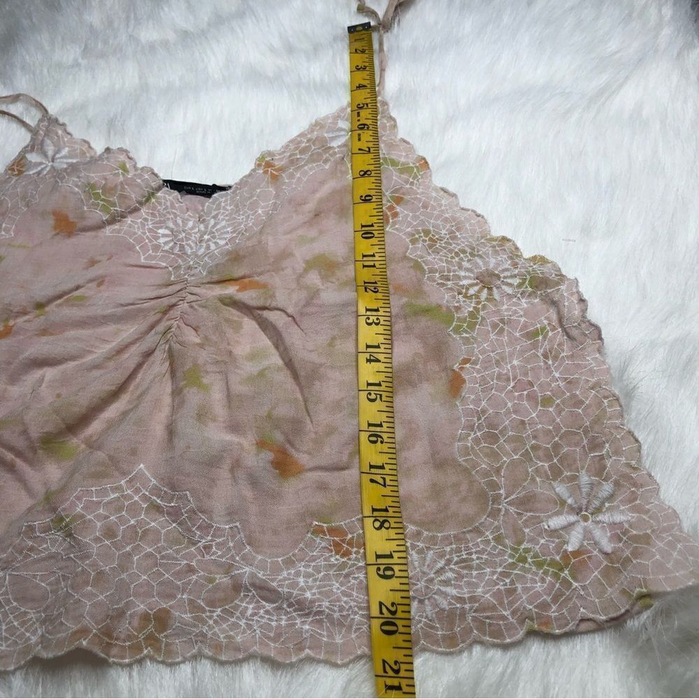 Zara NWT Women’s Pink Embroidered Tie Dye Sleeveless Boho Cami Crop Top Size L - Picture 9 of 12